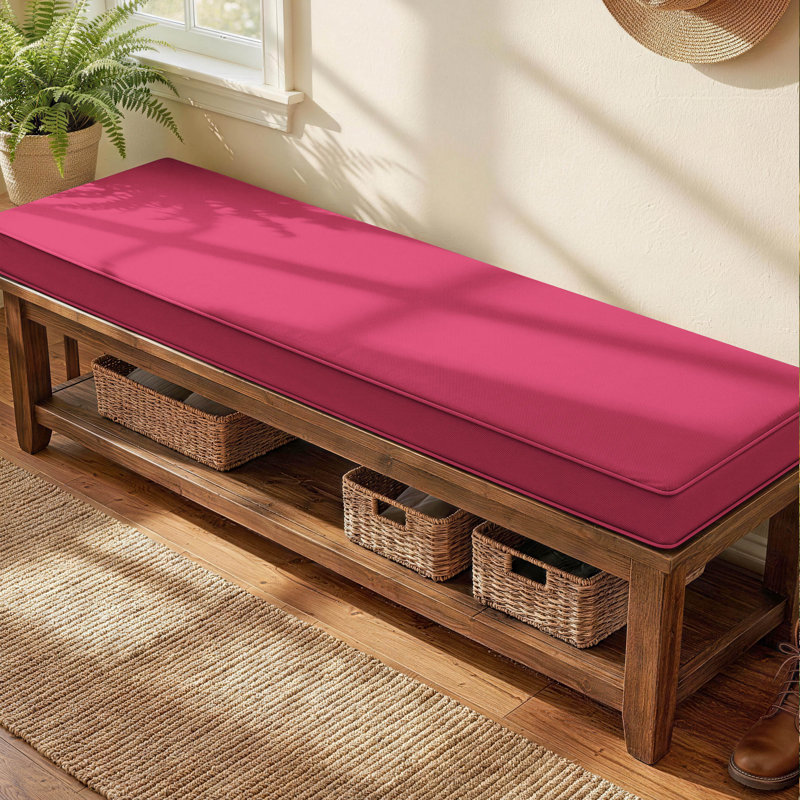 3" Thick Anti-Slip Bench Cushion For Indoor And Outdoor Use, 48" W x 18" D, Pink