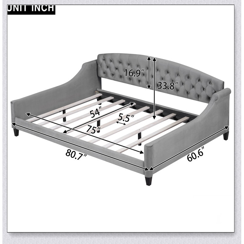 Modern Luxury Tufted Button Daybed, Gray, Full
