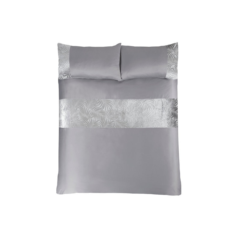 Padma Polyester Solid Colour Duvet Cover with Pillowcases Included, Super King - 2 Standard Pillowcases, Grey