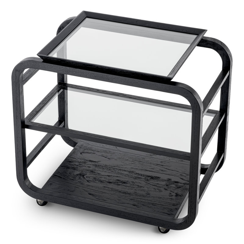 Trolley Mayfair Light Brown Mappa Burl Veneer, Black