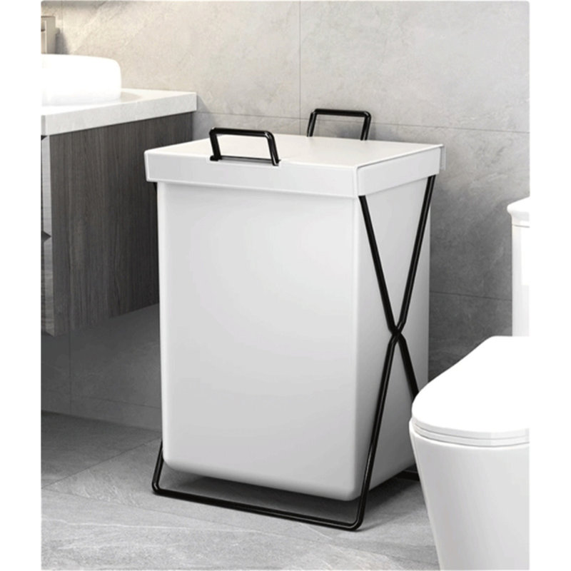 Laundry Hamper with Handles, Black/White