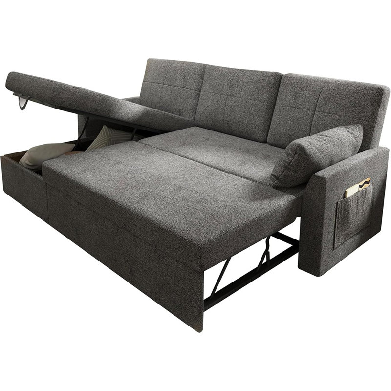 Sleeper Sofa, Sofa Bed- 2 In 1 Pull Out Couch Bed With Storage Chaise, Sleeper Couch