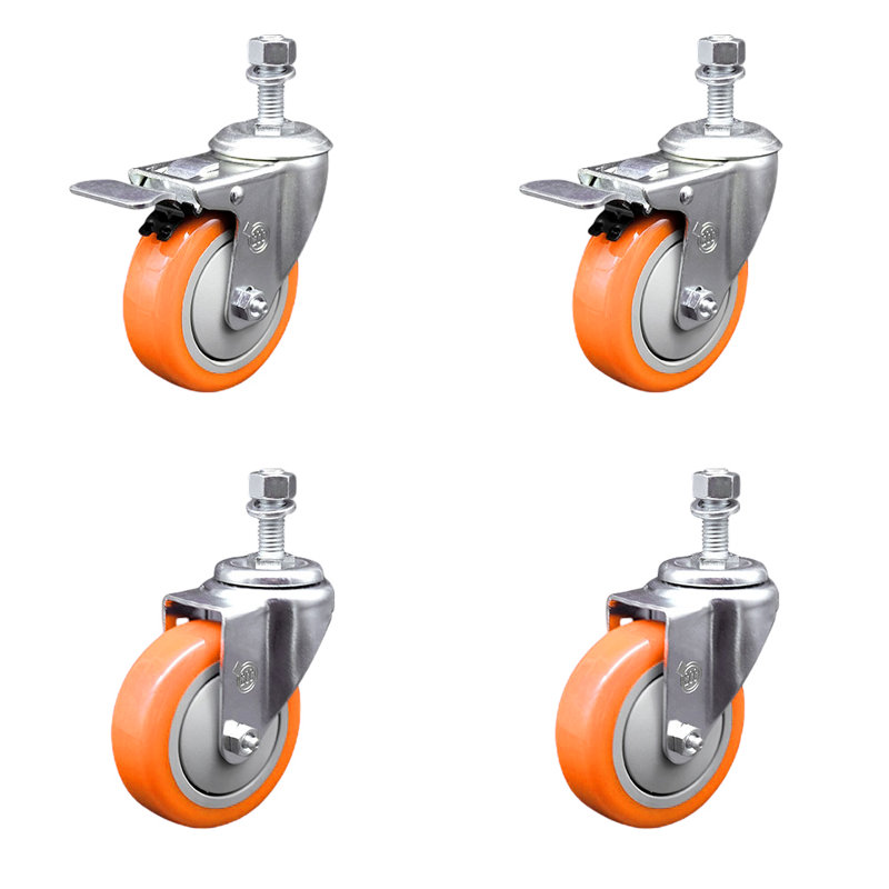 Jeu de roulettes pivotantes en polyuréthane 12mm