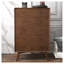 Commode 5 tiroirs Caroline en bois massif brun foncé Mid-Century