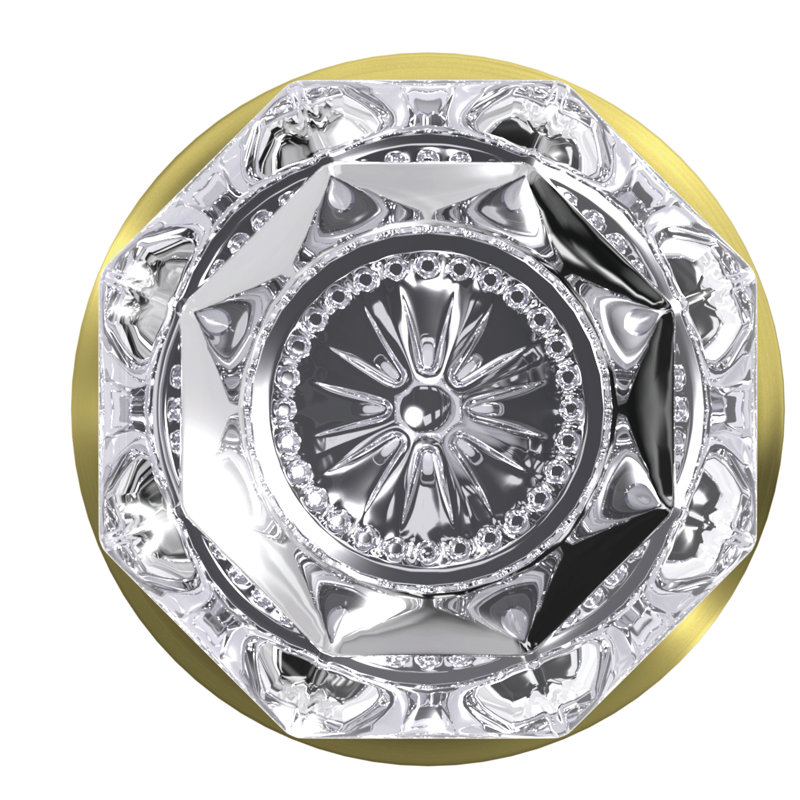 Custom Alexandria Hall-Closet and Bed-Bath Glass Knob with Alden Trim, Satin Brass