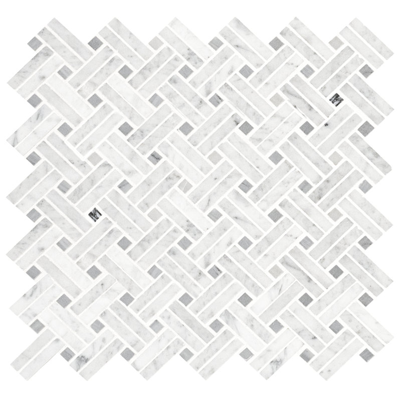 Carrara White Weave 12 in. x 12 in. Polished Marble Mosaic Floor and Wall Tile Tile