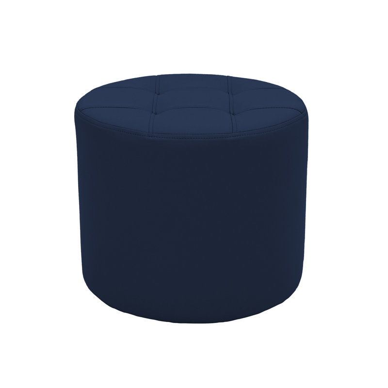 Faux Leather Ottoman, Navy Faux Leather