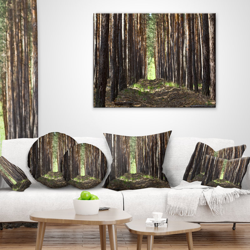 Even Rows of Pine Tree Forest - Forest Printed Pillow, 18" x 18", Square
