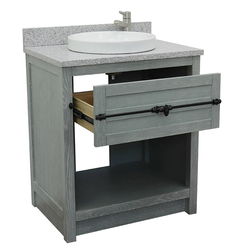 Zimmerman 31'' Single Bathroom Vanity with Top, Sage Gray, Gray Granite