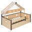 Lit de cabane en bois avec lit gigogne, auvent de tente et étagères-1286730048-1286730051