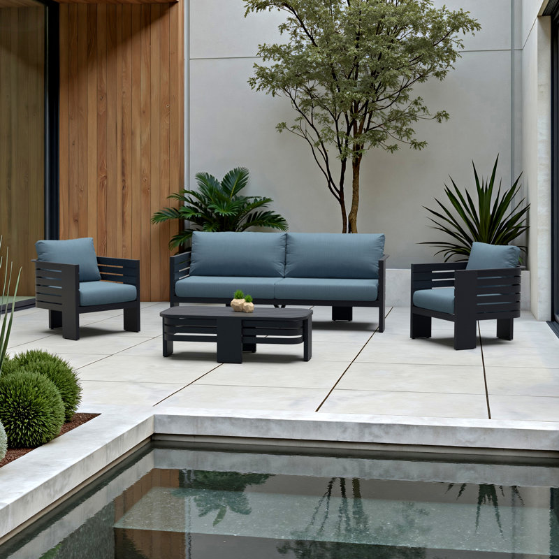 Ari 4Pc Deep Seating Furniture Set, Spa Blue