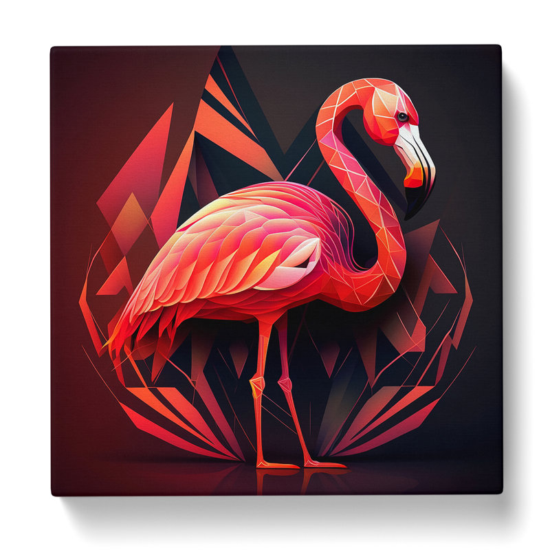 Flamingo Art Deco - Wrapped Canvas