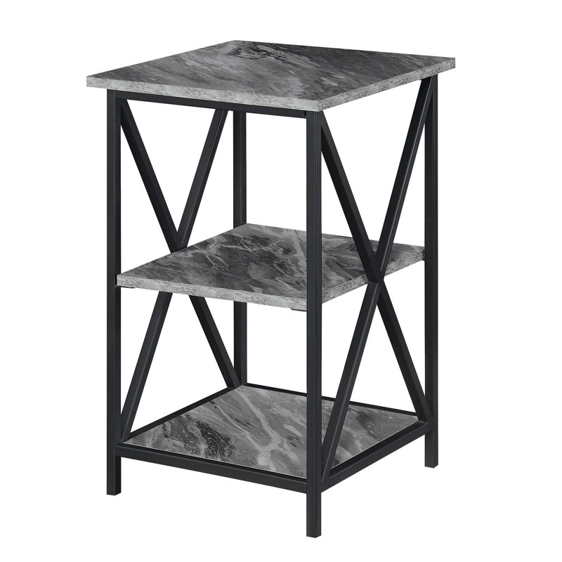 Ariyana End Table, Gray Faux Marble/Black