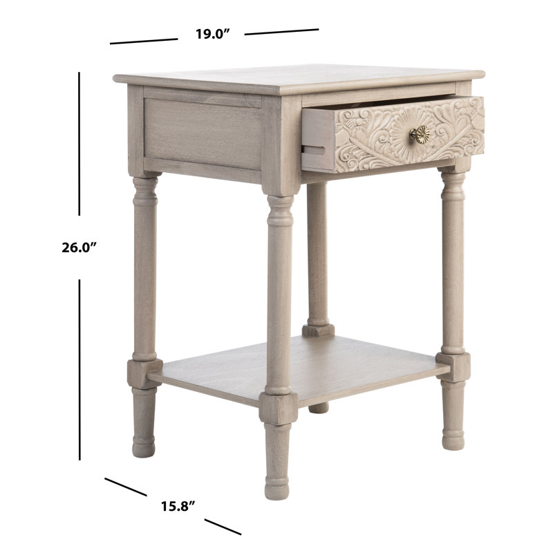Peters End Table with Storage, Beige