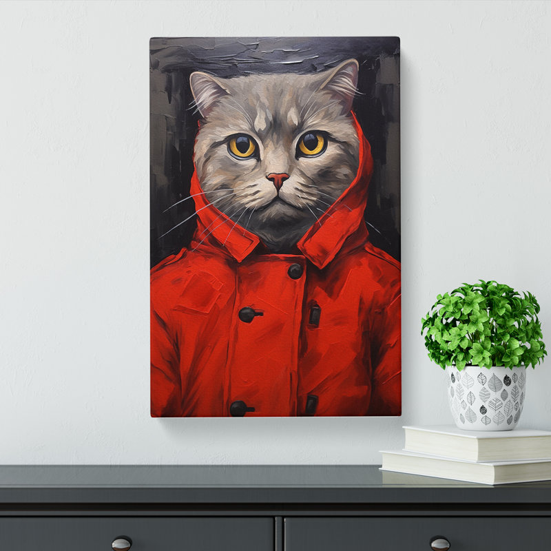 Cat Neo-Plasticism - Wrapped Canvas Print, 76cm H x 50cm W x 3cm D