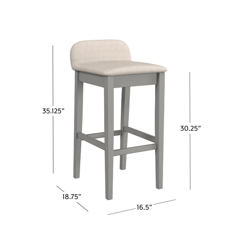 Sherlock Upholstered Counter Stool, Distressed Gray, Bar Stool (30" Seat Height)