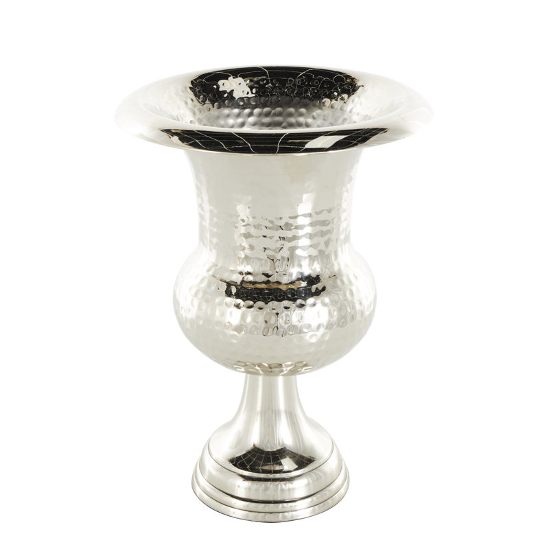 Vase décoratif en métal martelé Jerrae, Argent, H 13,05 po x l 9,25 po x P 9,20 po