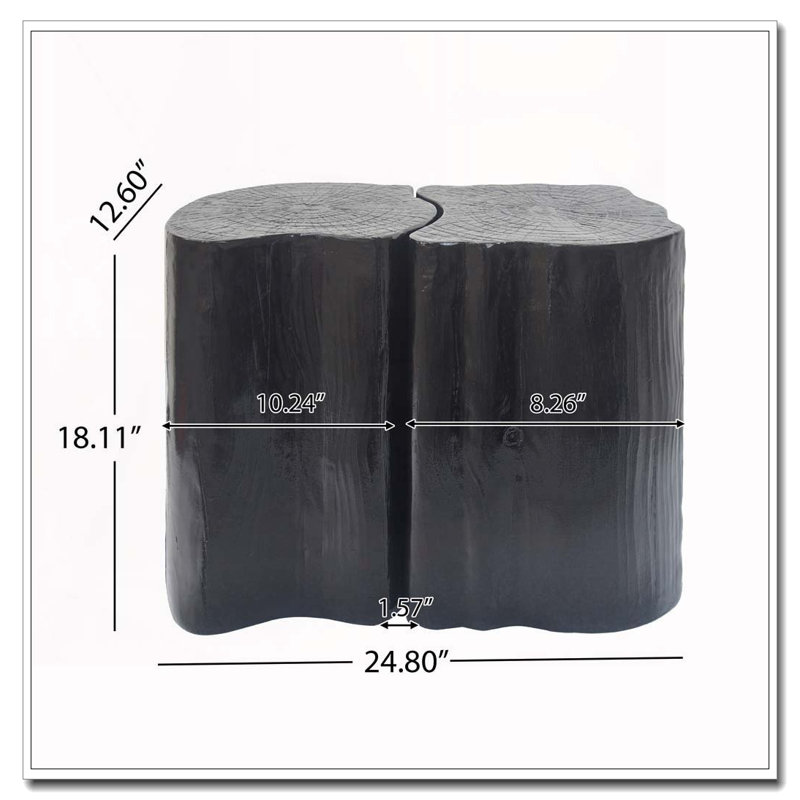2-in-1 Irregular End Table, Black