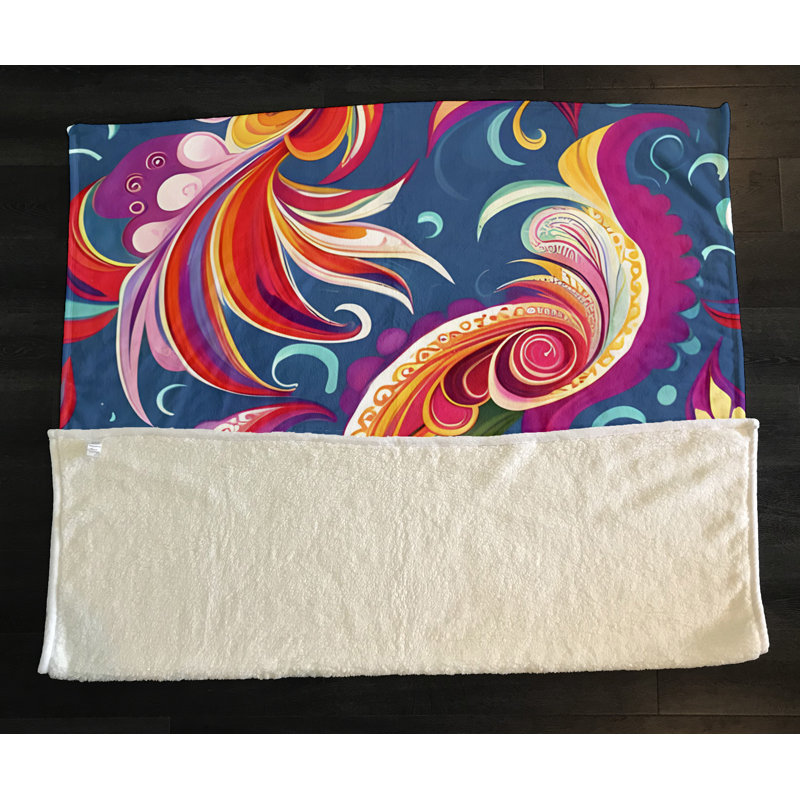 Throw Blanket, 51" W x 60" L, Paisley/Abstract, Blue/Purple/Red/Orange
