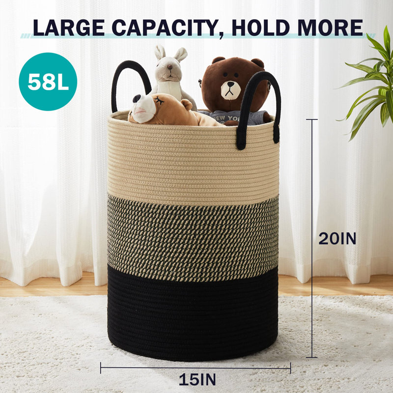 Laundry Basket with Handles, 19.69" H x 14.96" W x 14.96" D