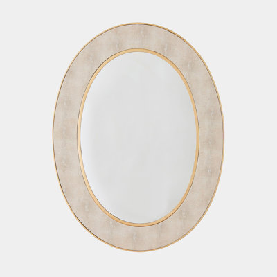Oval Faux Shagreen Mirror-Gold/Cream