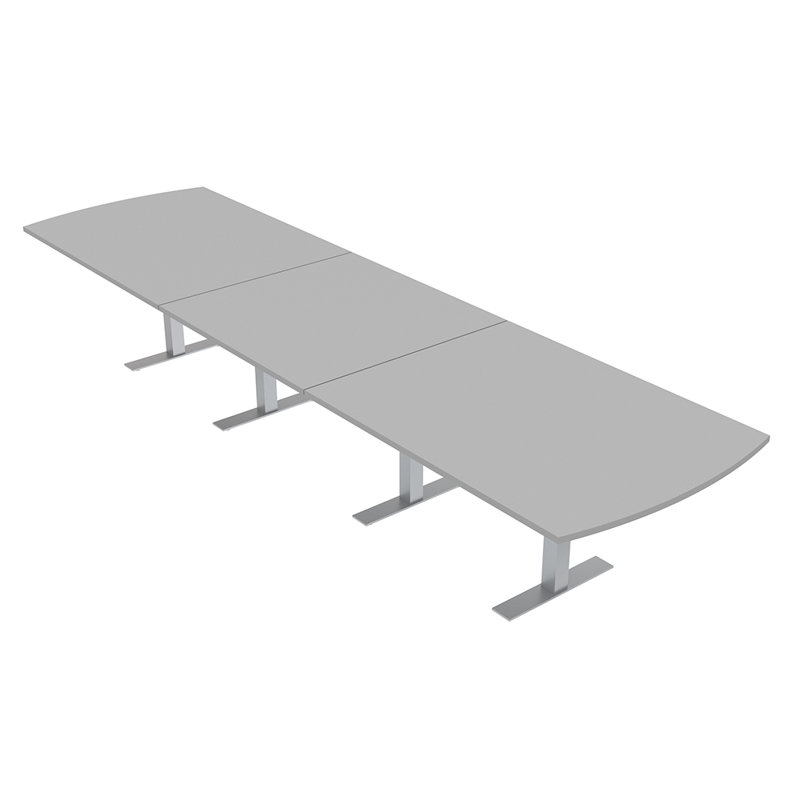 Table de conférence Pavert Arc, H 30 po x l 168 po x P 48 po, Argent argent, Brouillard gris