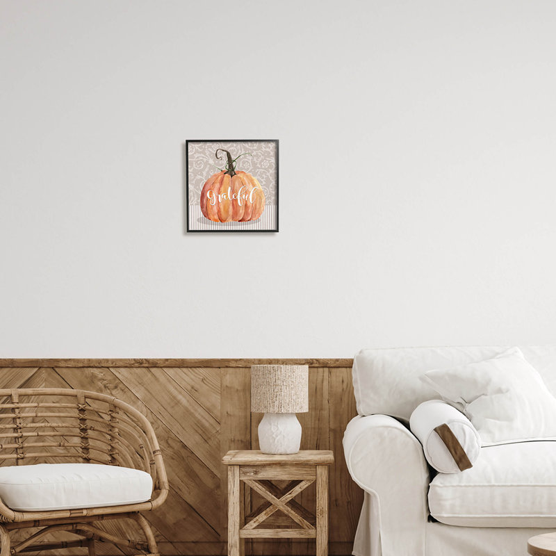 «Grateful Autumnal Pattern Pumpkin» par Livi Finn - impression sur bois, H 12 po x l 12 po x P 1,5 po