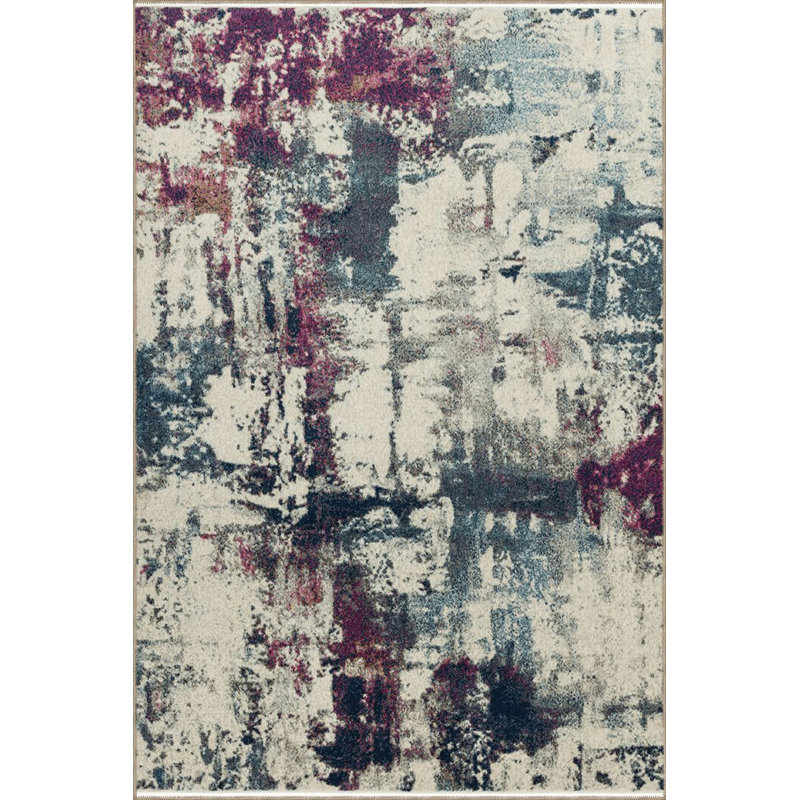 Tapis décoratif multicolore à motif abstrait et créatif, Tapis de couloir 3 pi 3 po x 9 pi 10 po