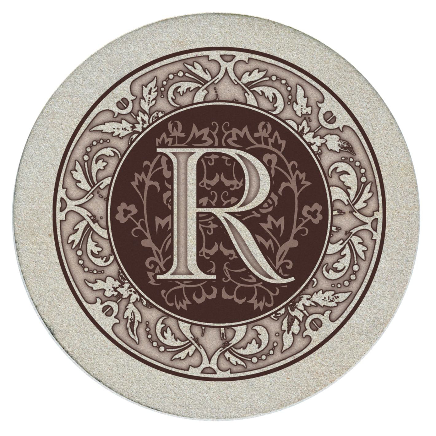 2 Round Floral Ikat Monogram Stickers | Set of 40