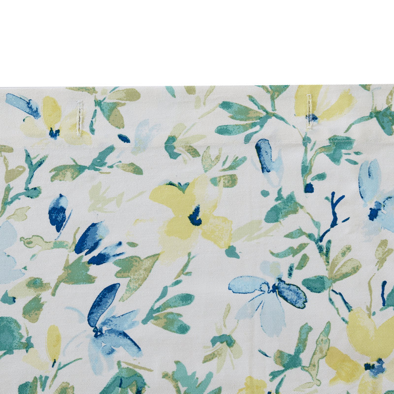 Nora Blue Floral Cotton Shower Curtain with Liner