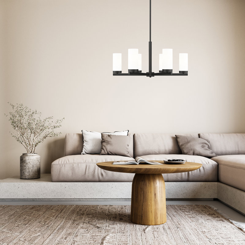 Lustre 6 lumières Layson, Noir mat