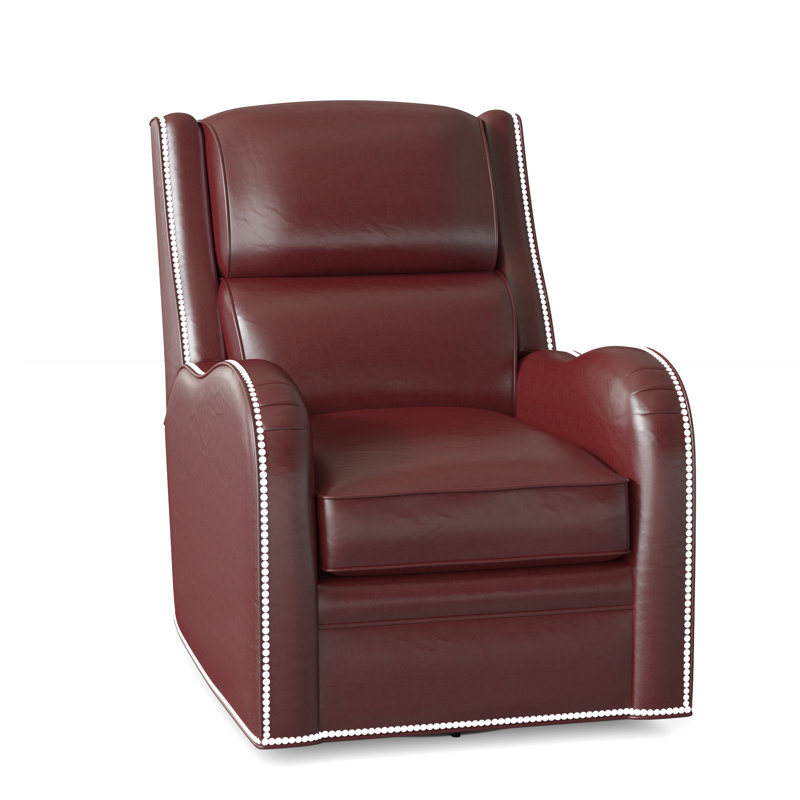 Stellan Recliner, Outsider Raven Genuine Leather, No Nailhead, Swivel Glider with Power Button