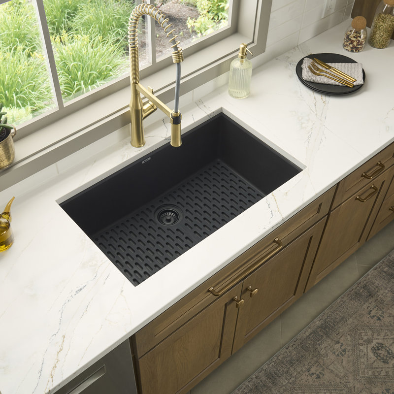Ruvati 33-inch Undermount Workstation Granite Composite Kitchen Sink, Coffee Brown
