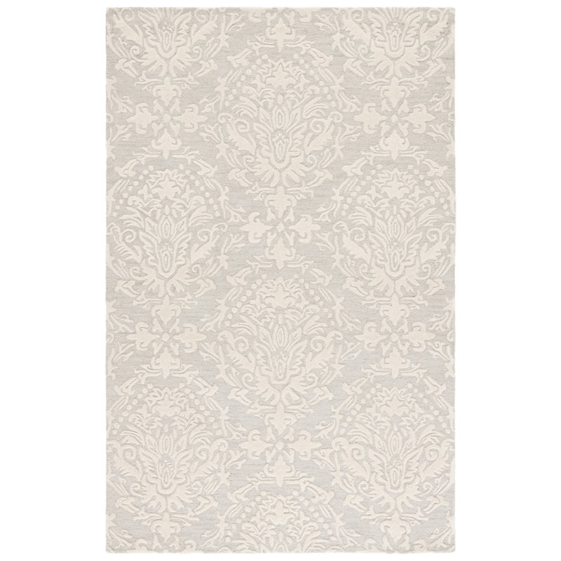Tapis sauge / ivoire en laine touffeté à la main Ferrera, Rectangle de 5 pi x 8 pi