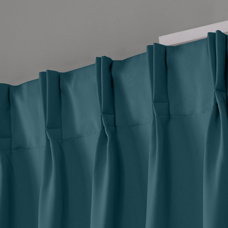 Sateen Room Darkening Curtain Pair, 26" W x 108" L, Teal