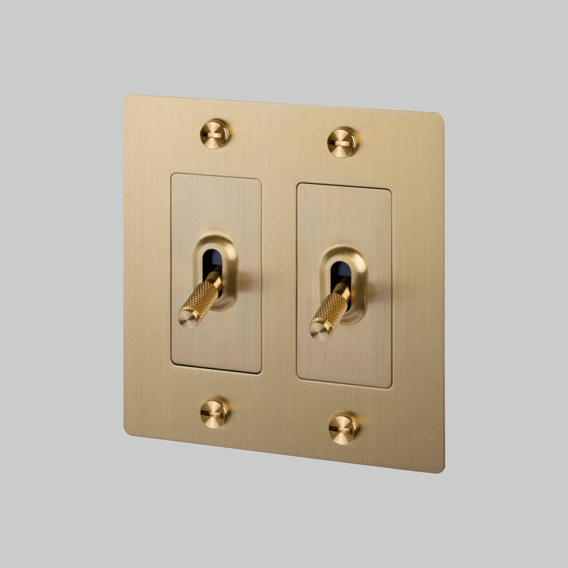 Toggle Switches Double Light Switch, Brass