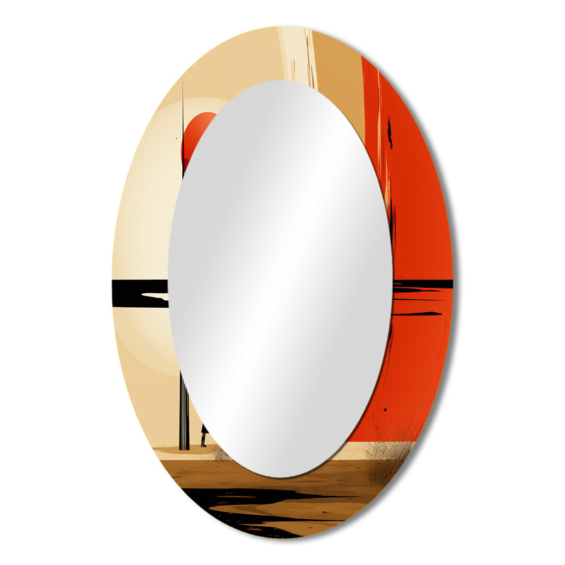 Full Moon Celebration Of Solitude Landscape I - Large Oval Wall Mirror On Metal, 36" x 24"
