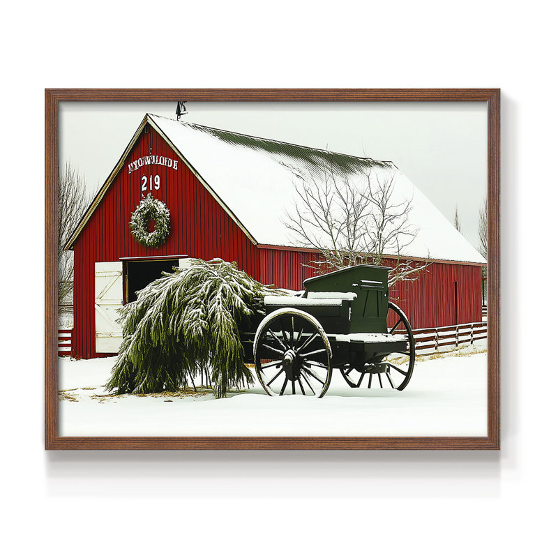 Chirstmas Art-DXXXVI -Framed Print - Restickable, H 11 po x l 14 po, Noyer