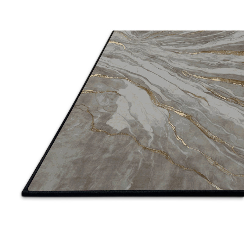 Tapis noir soyeux et moelleux, Round 5'