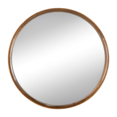 Round Pine Wood Mirror Brighten And Enhance Bathroom  Living Room Transform Look Of Your