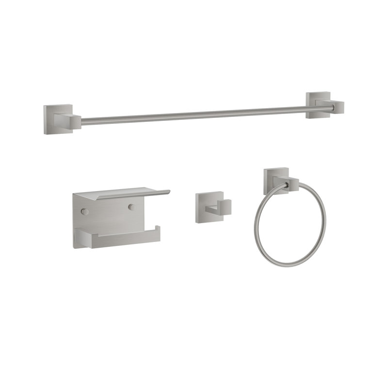 Ensemble de 4 pièces d'accessoires de salle de bain Veil, Nickel brossé
