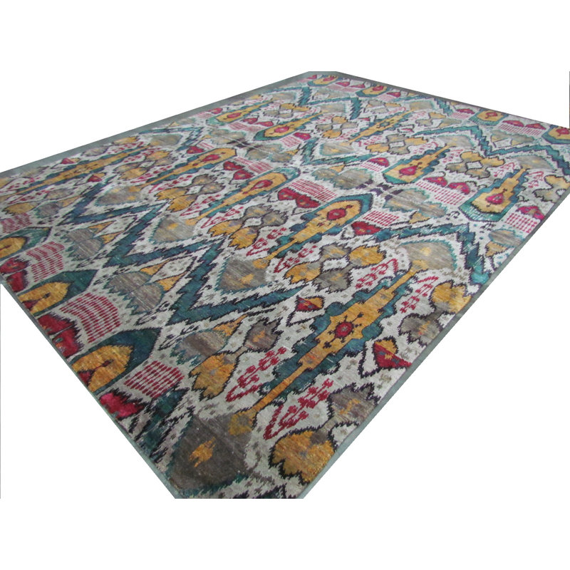 Rumi Hand-Knotted Silk Spice Area Rug, Rectangle 9'5" x 12'6"