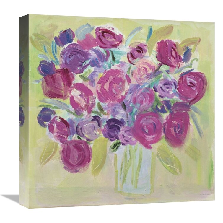 Bless international 'Pink Roses Flower' Print on Wrapped Canvas ...