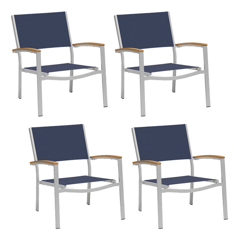 Travira Outdoor Lounge Chair, Natural Tekwood, Ink Pen