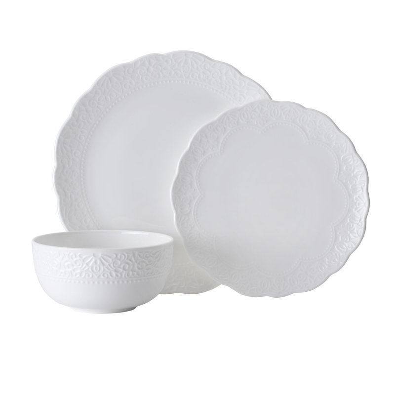 Abigail 12-Piece Lightweight Chip-Resistant Bone China Dinnerware Set, Service for 4