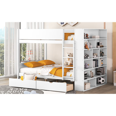 Space-optimized Bunk Bed With Drawers & Cabinet, White - And Comfortable Lifestyle 2 For Daily Use