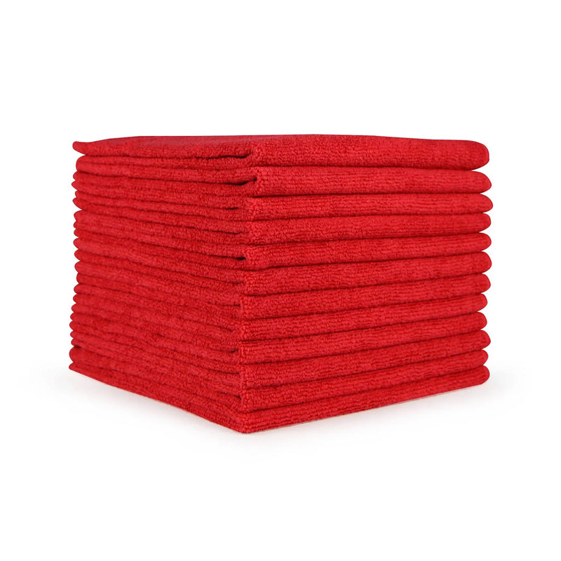 Smart Choice 16x16 Microfiber Cleaning Cloths (Pack of 12), 12" W x 12" L, Red