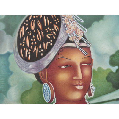 Ajanta Lady Framed Oil Painting | Oil On Canvas On Canvas