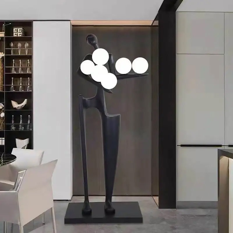 Lampe sur pied moderne à sculpture abstraite