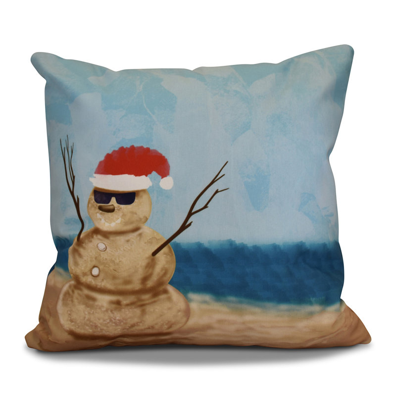 Housse et insert de coussin d'extérieur carré en polyester de polyester Coastal Christmas, H 18 po x l 18 po